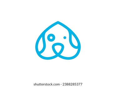 dog and love logo design. pet care concept elements. linear style symbol vector illustration.