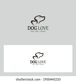 Dog love logo design template. Vector illustration
