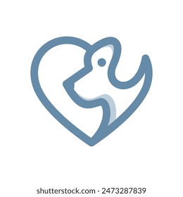 dog and love logo design vector. pet care concept element