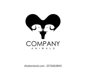 Dog Love Logo Design Vector