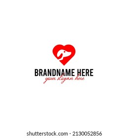 Dog And Love Logo Designs Vector.  Petshop dog love