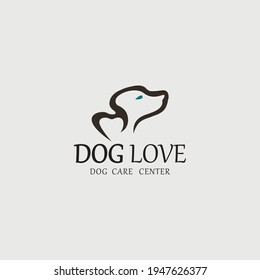 Dog love logo. Heart shape icon. Vector illustration