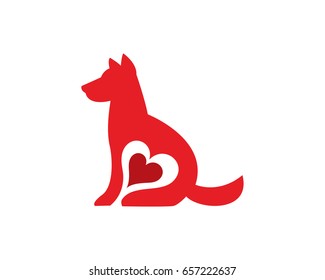 Dog Love Logo Template Design Vector, Emblem, Design Concept, Creative Symbol, Icon