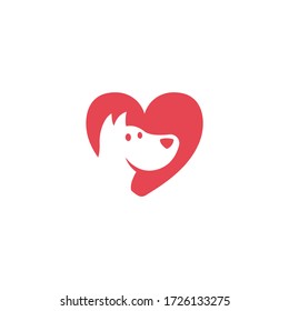 Dog Love. Paw Logo Template, Animal Day Care And Pet Shop. Dog Nose In Form Of Heart Logo Template. Vector Illustration.