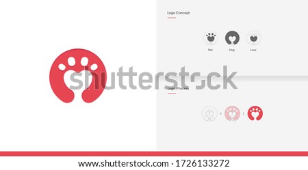 Dog love. Paw logo template, animal day care and pet shop. Dog nose in form of heart logo template. Vector illustration.