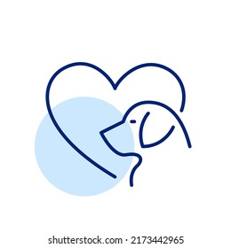 Dog love. Pet care icon. Pixel perfect, editable stroke line art