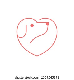 dog love pet care line logo design vector