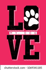 dog love quote paw poster vector colorful