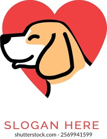 Dog love smile cute logo vector image