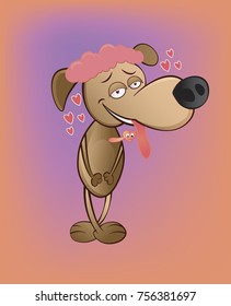 Dog in love vector illustration for sticker and for print , invitation 