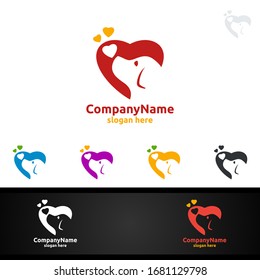 Dog with Love Vector Logo for Pet Shop, Veterinary, or Dog Lover Concept

