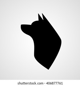 Dog love, wolf love, dog face vector icon,  silhouette sign, pet symbol