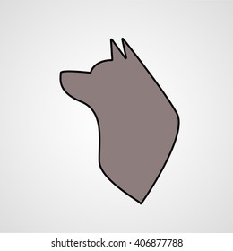 Dog love, wolf love, dog face vector icon,  silhouette sign, pet symbol