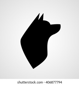 Dog love, wolf love, dog face vector icon,  silhouette sign, pet symbol