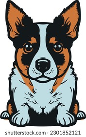 un perro adorable ojos azules gordo vector logo vectorial arte