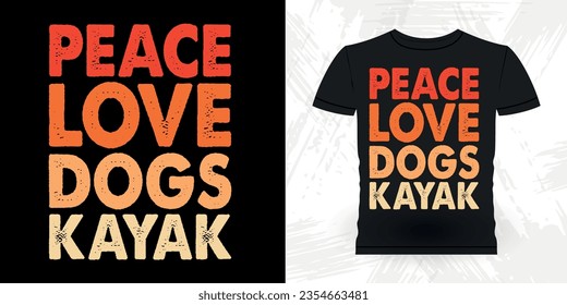 Dog Lover Funny Paddling Boat Retro Vintage Kayaking T-shirt Design