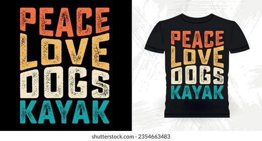 Dog Lover Funny Paddling Boat Retro Vintage Kayaking T-shirt Design