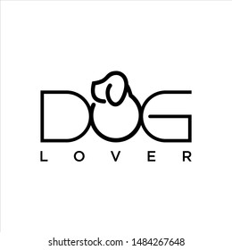 dog lover logo simple black modern typography lettering. veterinary design template