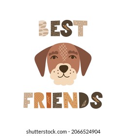 Dog lover poster with funny quote. Vector illustration.