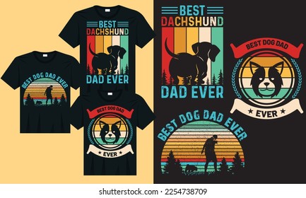 Dog lover retro vintage father's day t-shirt design, Best dog dad ever dog t-shirt design, Papa t-shirt design