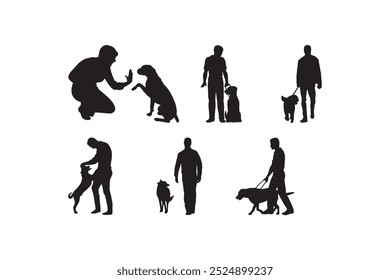 Dog with Dog Lover silhouette illustration.