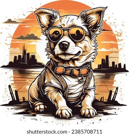Dog Lover T- Shirt Design vector print template. Cute dog t shirt design