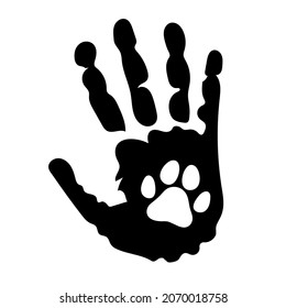 Dog Lovers. Paw print. Dog Paw. Animal love symbol paw print. Vector illustration. Isolated on white background. Good for posters, t shirts, postcards.