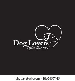 Dog lovers simple line art logo and graphic illustration. Sketch and silhouette.