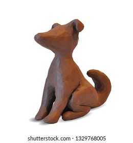Dog low poly. Dummy on white background. All elements are layered separately in vector file. Dog in triangulation technique.