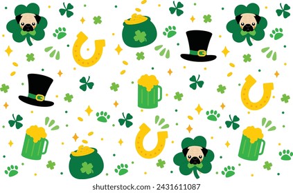

Dog with lucky leaf background,Patricks Day pet portrait