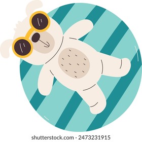 Dog Lying On Floating Ring Vector Illustration