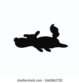 dog lying on the ground. black silhouette. cartoon.