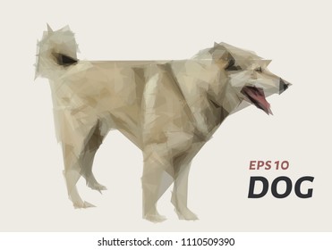 A dog made of triangles. Low poly dog. Vector illustration