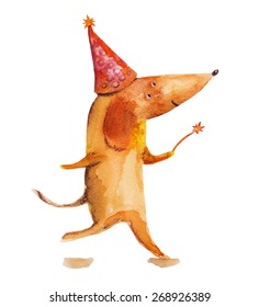 Dog magician. Vector