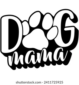 dog mama black vector graphic design and cut file