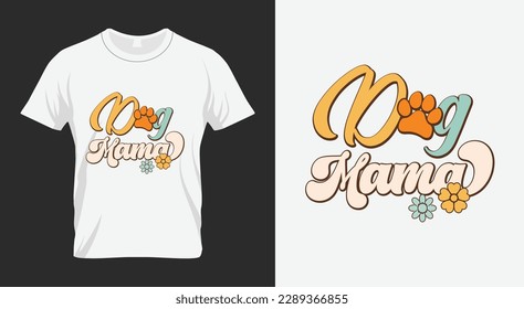 Dog Mama Mum Retro PNG Sublimation Design