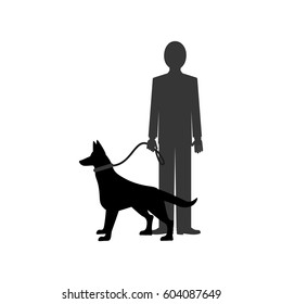 Dog and man illustration. Dog training. Vector illustration