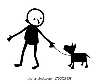 dog and man on white background