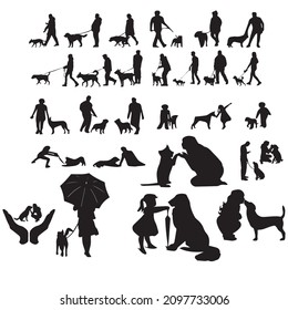 Dog with man Silhouette bundle