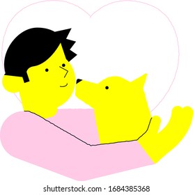 dog and man staring each other