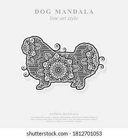 Dog Mandala Vector Line Art Style