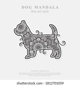 Dog Mandala Vector Line Art Style