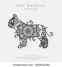 Dog Mandala Vector Line Art Style