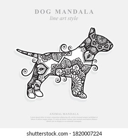 Dog Mandala Vector Line Art Style