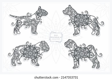 Dog Mandala Vector Line Art Style. Boho-Stil