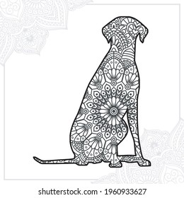 Dog Mandala. Vintage decorative elements. Oriental pattern, vector illustration.