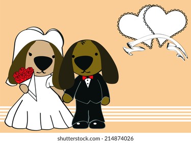 dog married cartoon background in vector format very easy to edit