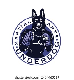 dog martial arts athletes badge logo vector illustration