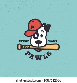 Dog mascot for a baseball team. Vector illustration.