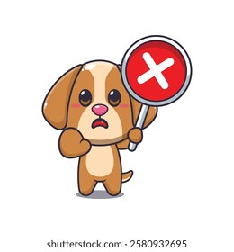 dog mascot cartoon character vector illustration with wrong sign.
design element for poster, brochure, web, mascot, sticker, logo and icon.